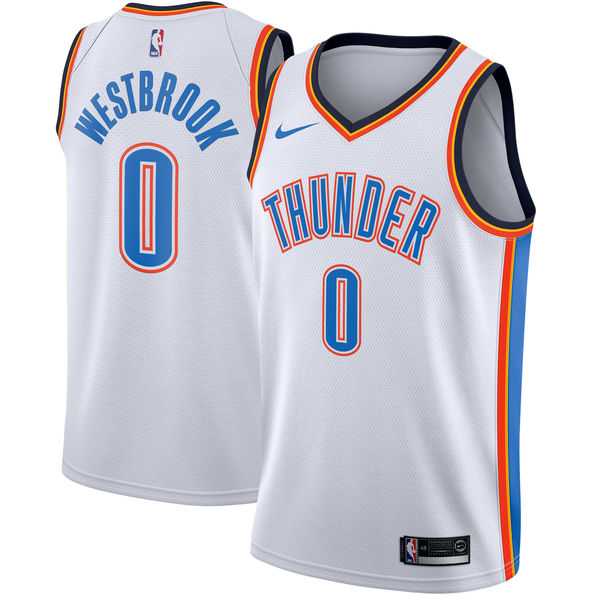 Men's Nike Oklahoma City Thunder #0 Russell Westbrook White NBA Swingman Association Edition Jersey