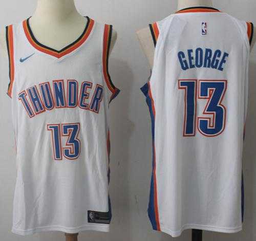 Men's Nike Oklahoma City Thunder #13 Paul George White NBA Swingman Association Edition Jersey