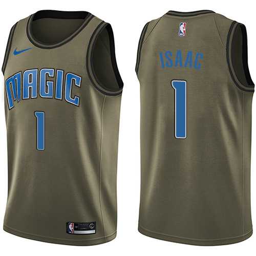 Men's Nike Orlando Magic #1 Jonathan Isaac Green Salute to Service NBA Swingman Jersey