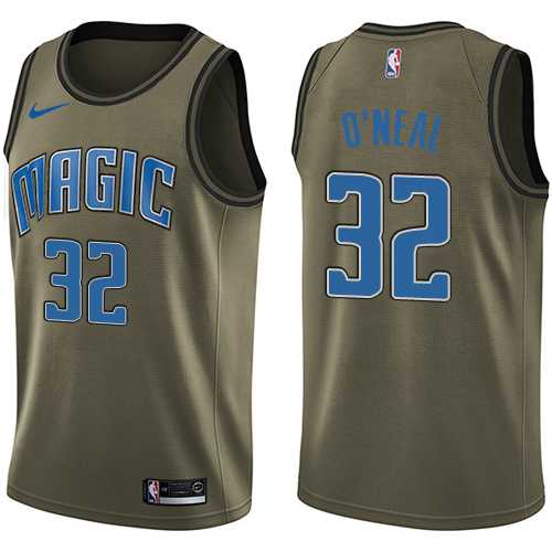 Men's Nike Orlando Magic #32 Shaquille O'Neal Green Salute to Service NBA Swingman Jersey