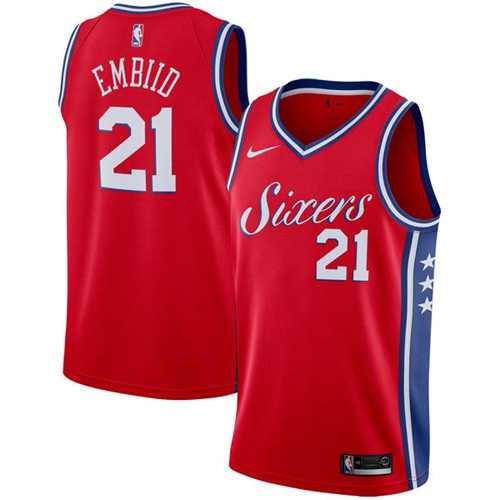Men's Nike Philadelphia 76ers #21 Joel Embiid Red NBA Swingman Statement Edition Jersey