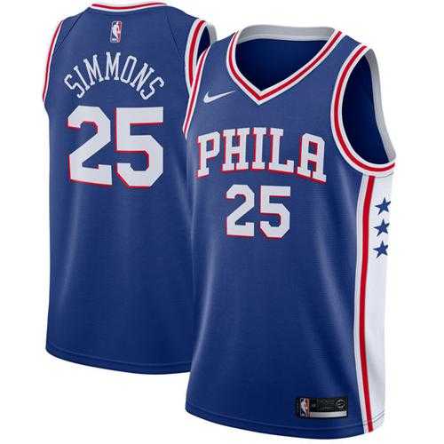 Men's Nike Philadelphia 76ers #25 Ben Simmons Blue NBA Swingman Jersey
