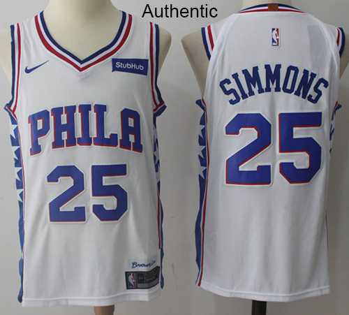 Men's Nike Philadelphia 76ers #25 Ben Simmons White NBA Authentic Association Edition Jersey-1