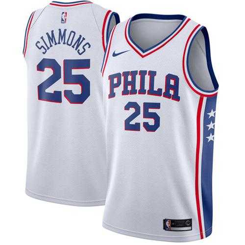 Men's Nike Philadelphia 76ers #25 Ben Simmons White NBA Swingman Jersey
