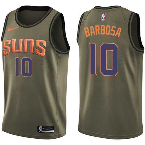 Men's Nike Phoenix Suns #10 Leandro Barbosa Green Salute to Service NBA Swingman Jersey