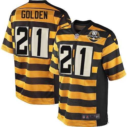 Men's Nike Pittsburgh Steelers #21 Robert Golden Elite Yellow Black Alternate 80TH Anniversary Throwback NFL Jersey