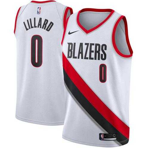 Men's Nike Portland Trail Blazers #0 Damian Lillard White NBA Swingman Association Edition Jersey