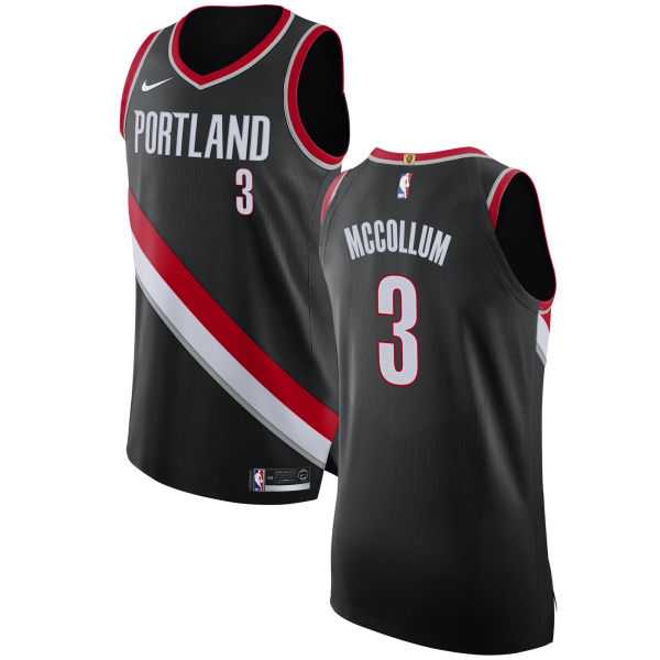 Men's Nike Portland Trail Blazers #3 C.J. McCollum Black NBA Authentic Icon Edition Jersey