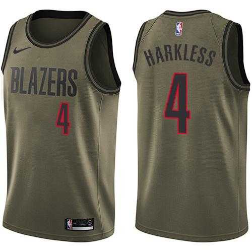 Men's Nike Portland Trail Blazers #4 Moe Harkless Green Salute to Service NBA Swingman Jersey