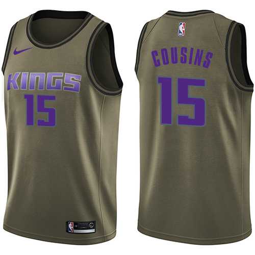 Men's Nike Sacramento Kings #15 DeMarcus Cousins Green Salute to Service NBA Swingman Jersey