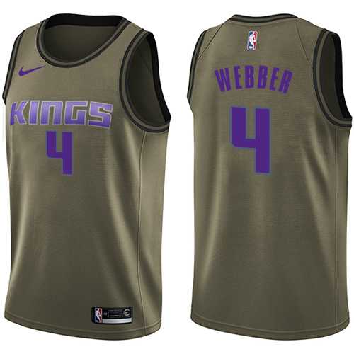 Men's Nike Sacramento Kings #4 Chris Webber Green Salute to Service NBA Swingman Jersey