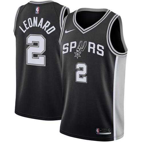 Men's Nike San Antonio Spurs #2 Kawhi Leonard Black NBA Swingman Icon Edition Jersey