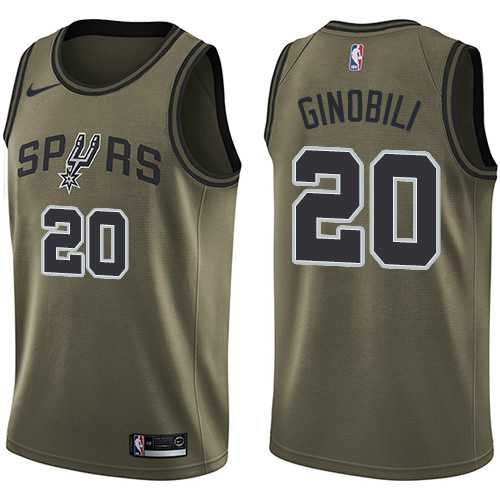 Men's Nike San Antonio Spurs #20 Manu Ginobili Green Salute to Service NBA Swingman Jersey