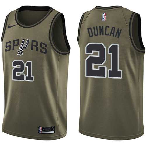 Men's Nike San Antonio Spurs #21 Tim Duncan Green Salute to Service NBA Swingman Jersey