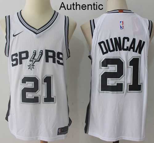 Men's Nike San Antonio Spurs #21 Tim Duncan White NBA Authentic Association Edition Jersey