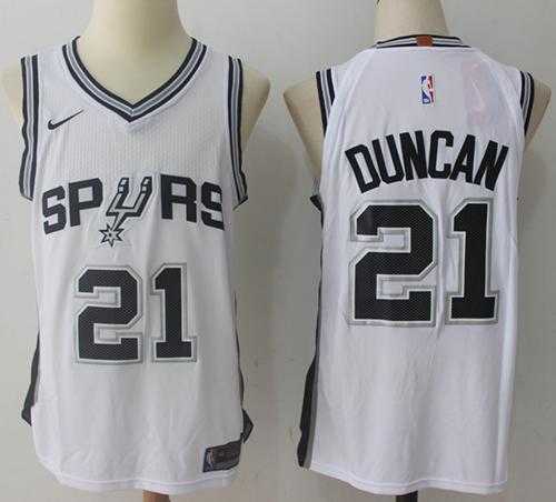 Men's Nike San Antonio Spurs #21 Tim Duncan White NBA Swingman Association Edition Jersey