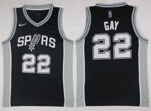 Men's Nike San Antonio Spurs #22 Rudy Gay Black NBA Swingman Icon Edition Jersey