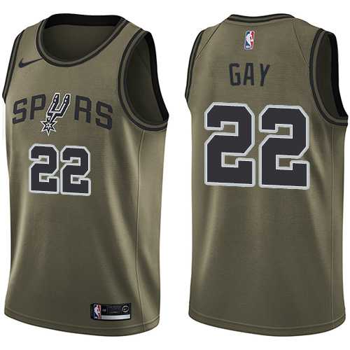 Men's Nike San Antonio Spurs #22 Rudy Gay Green Salute to Service NBA Swingman Jersey