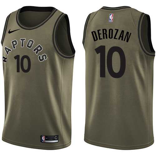 Men's Nike Toronto Raptors #10 DeMar DeRozan Green Salute to Service NBA Swingman Jersey