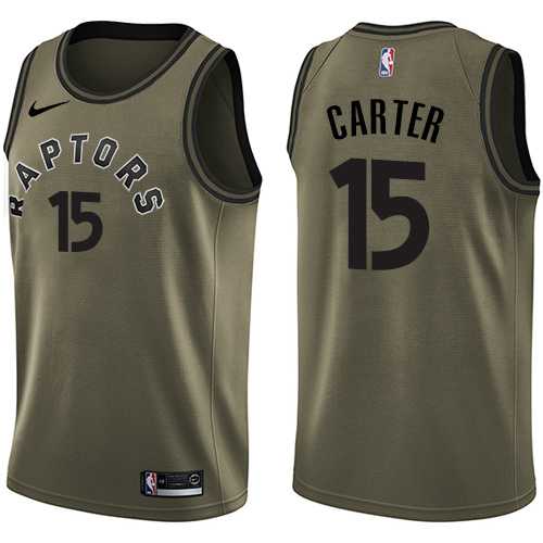 Men's Nike Toronto Raptors #15 Vince Carter Green Salute to Service NBA Swingman Jersey