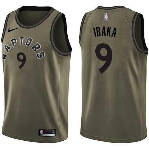 Men's Nike Toronto Raptors #9 Serge Ibaka Green Salute to Service NBA Swingman Jersey