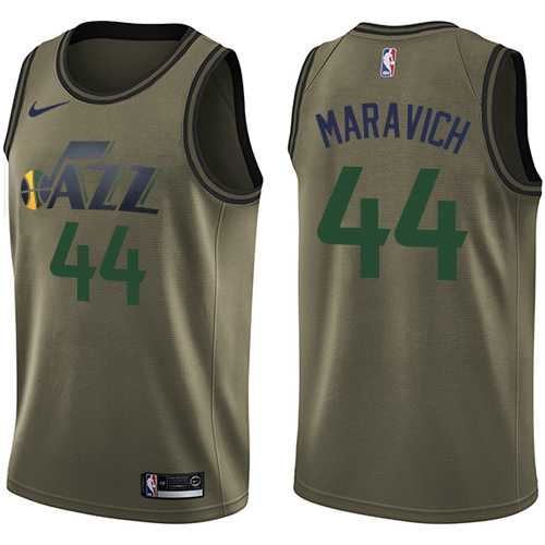 Men's Nike Utah Jazz #44 Pete Maravich Green Salute to Service NBA Swingman Jersey
