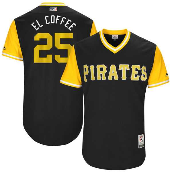 Men's Pittsburgh Pirates #25 Gregory Polanco El Coffee Majestic Black 2017 Little League World Series Players Weekend Jersey