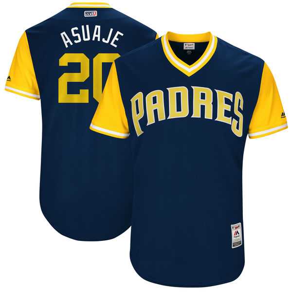 Men's San Diego Padres #20 Carlos Asuaje Asuaje Majestic Navy 2017 Little League World Series Players Weekend Jersey