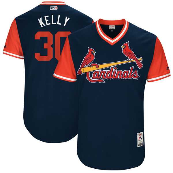 Men's St. Louis Cardinals #30 Carson Kelly Kelly Majestic Navy 2017 Little League World Series Players Weekend Jersey