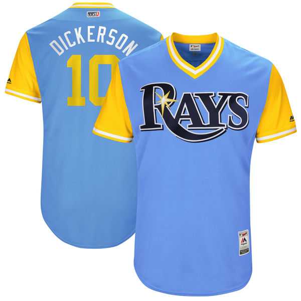 Men's Tampa Bay Rays #10 Corey Dickerson Dickerson Majestic Light Blue 2017 Little League World Series Players Weekend Jersey