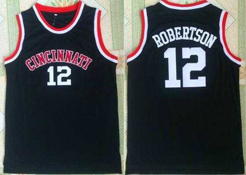 Milwaukee Bucks #12 Oscar Robertson Black Cincinnati Bearcats College Stitched NBA Jersey