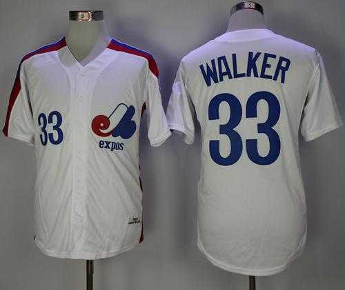 Mitchell And Ness Montreal Expos #33 Larry Walker White Throwback Stitched MLB