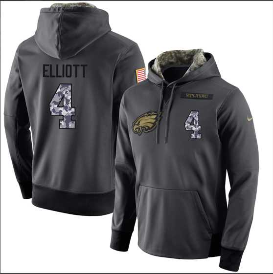 NFL Men's Nike Philadelphia Eagles #4 Jake Elliott Stitched Black Anthracite Salute to Service Player Performance Hoodie