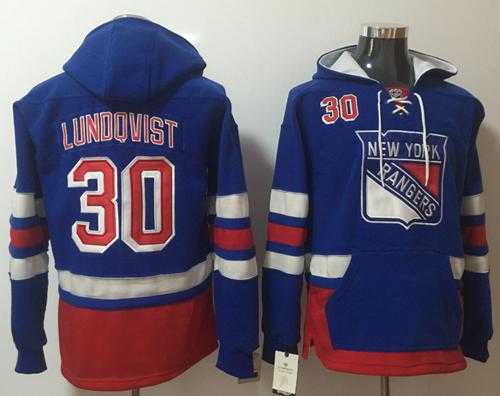 New York Rangers #30 Henrik Lundqvist Royal Blue Name & Number Pullover NHL Hoodie