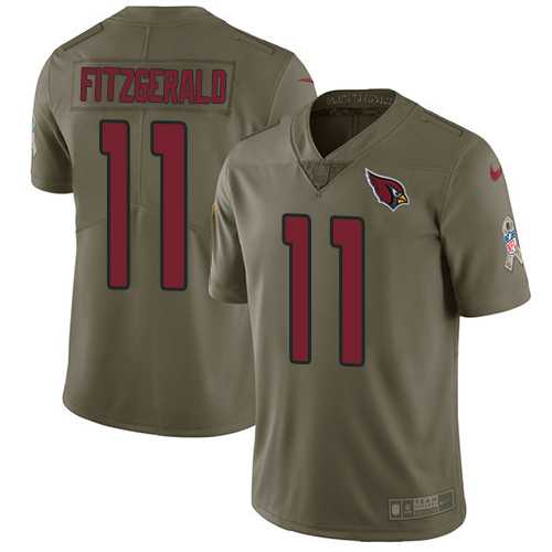 Nike Arizona Cardinals #11 Larry Fitzgerald Olive Men's Stitched NFL Limited 2017 Salute to Service Jersey