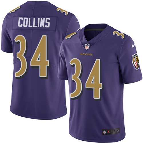 Nike Baltimore Ravens #34 Alex Collins Purple Men's Stitched NFL Limited Rush Jersey