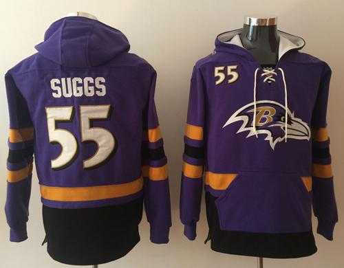 Nike Baltimore Ravens #55 Terrell Suggs Purple Black Name & Number Pullover NFL Hoodie