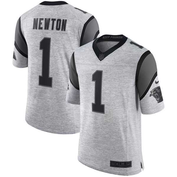 Nike Carolina Panthers #1 Cam Newton Gray Men's Stitched NFL Limited Gridiron Gray II Jersey