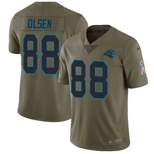 Nike Carolina Panthers #88 Greg Olsen Olive Men's Stitched NFL Limited 2017 Salute To Service Jersey