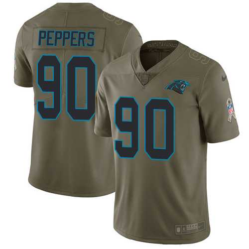 Nike Carolina Panthers #90 Julius Peppers Olive Men's Stitched NFL Limited 2017 Salute To Service Jersey