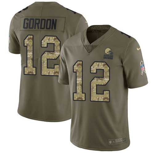Nike Cleveland Browns #12 Josh Gordon Olive Camo Men's Stitched NFL Limited 2017 Salute To Service Jersey