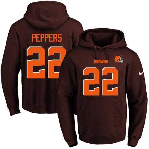Nike Cleveland Browns #22 Jabrill Peppers Brown Name & Number Pullover NFL Hoodie