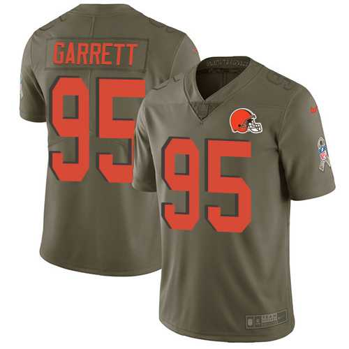 Nike Cleveland Browns #95 Myles Garrett Olive Men's Stitched NFL Limited 2017 Salute To Service Jersey