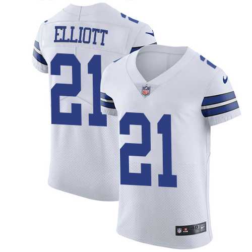 Nike Dallas Cowboys #21 Ezekiel Elliott White Men's Stitched NFL Vapor Untouchable Elite Jersey