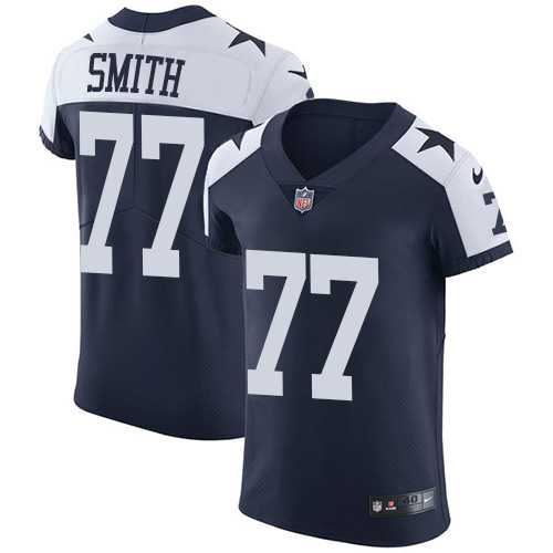 Nike Dallas Cowboys #77 Tyron Smith Navy Blue Thanksgiving Men's Stitched NFL Vapor Untouchable Throwback Elite Jersey