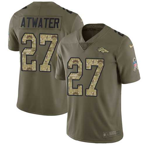 Nike Denver Broncos #27 Steve Atwater Olive Camo Men's Stitched NFL Limited 2017 Salute To Service Jersey