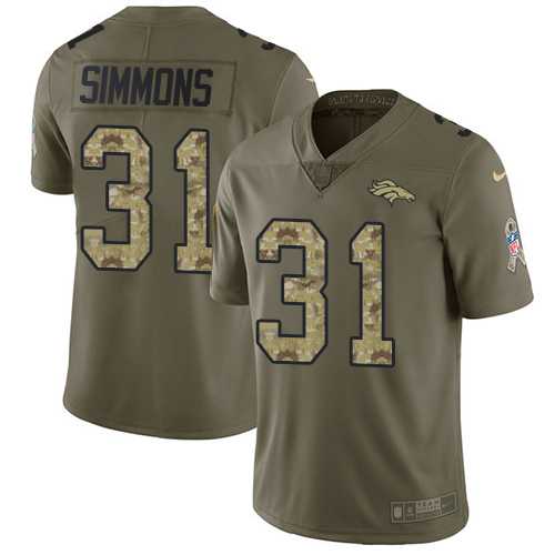 Nike Denver Broncos #31 Justin Simmons Olive Camo Men's Stitched NFL Limited 2017 Salute To Service Jersey
