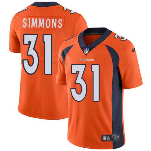 Nike Denver Broncos #31 Justin Simmons Orange Team Color Men's Stitched NFL Vapor Untouchable Limited Jersey