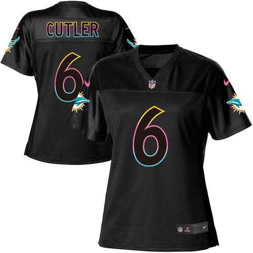 Nike Dolphins #6 Jay Cutler Black Women's NFL Fashion Game Jersey