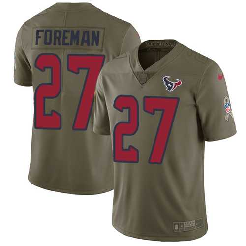 Nike Houston Texans #27 D'Onta Foreman Olive Men's Stitched NFL Limited 2017 Salute to Service Jersey